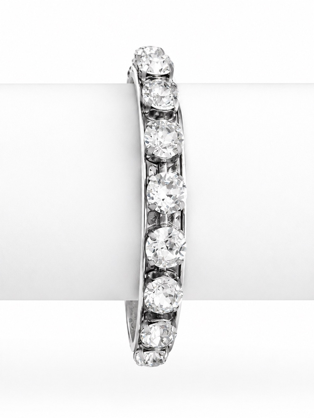 Sabika Inspired Clear Crystal Stone Bangle Bracelet Sturdy Substantial Gun Metal
